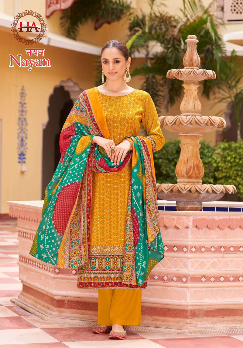 Harshit Fashion Hub Nayan Jam Cotton Designer Print With Mirror Work Unstiched Salwar Suit