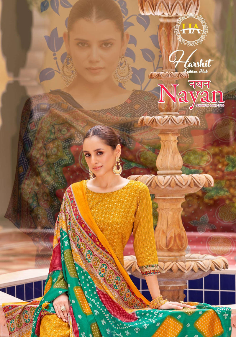 Harshit Fashion Hub Nayan Jam Cotton Designer Print With Mirror Work Unstiched Salwar Suit