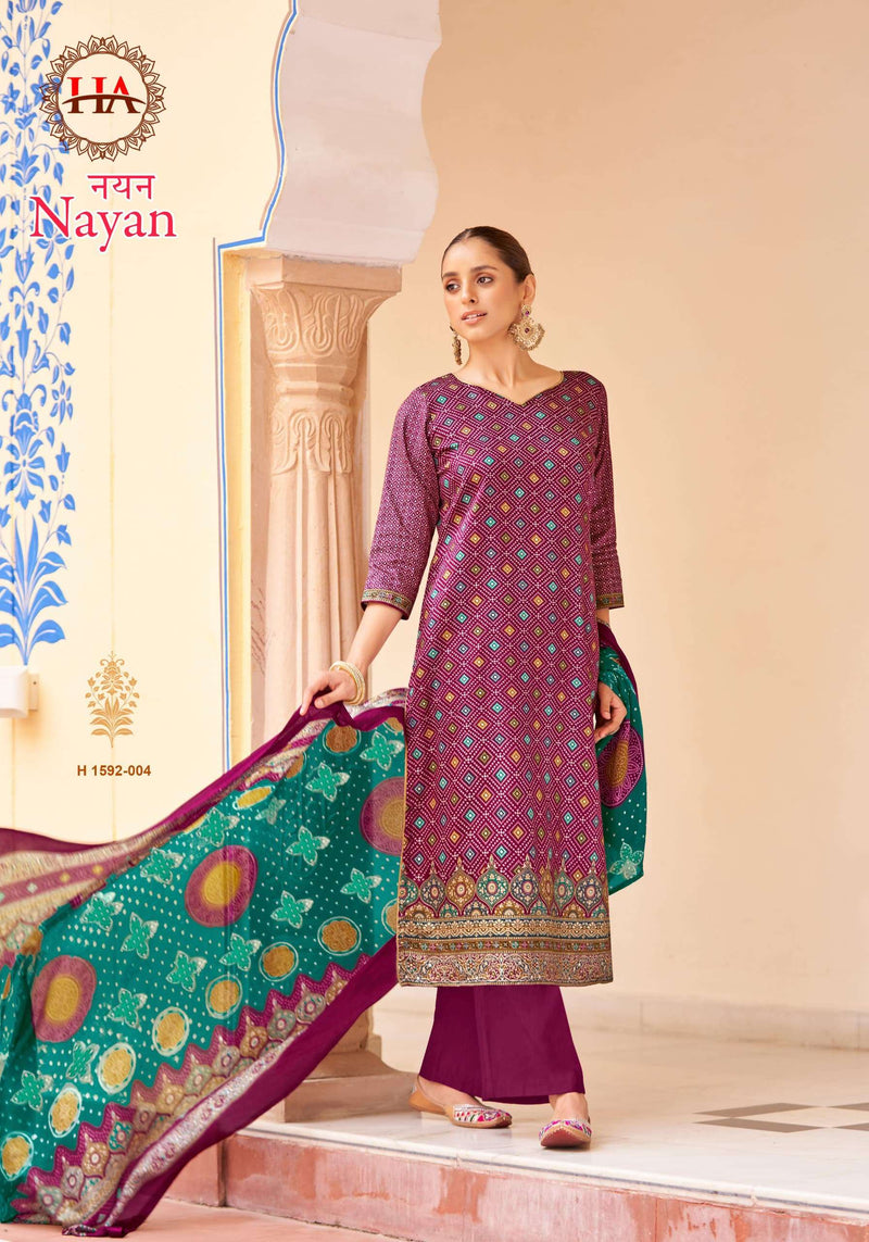 Harshit Fashion Hub Nayan Jam Cotton Designer Print With Mirror Work Unstiched Salwar Suit