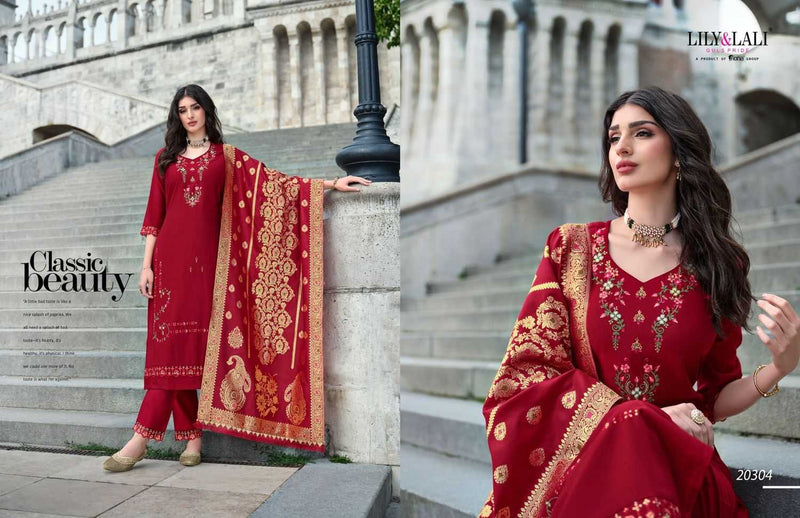 Lily And Lali Hasmeena Vol 3 Viscose Handwork And Embroidery Work Designer Kurti Combo Set