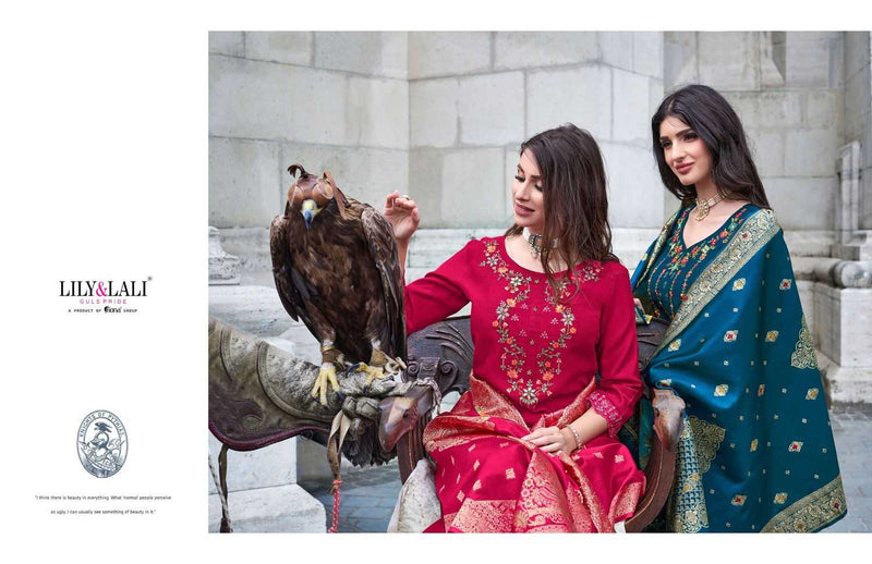 Lily And Lali Hasmeena Vol 3 Viscose Handwork And Embroidery Work Designer Kurti Combo Set