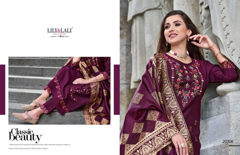 Lily And Lali Hasmeena Vol 3 Viscose Handwork And Embroidery Work Designer Kurti Combo Set