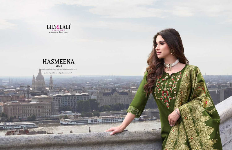 Lily And Lali Hasmeena Vol 3 Viscose Handwork And Embroidery Work Designer Kurti Combo Set