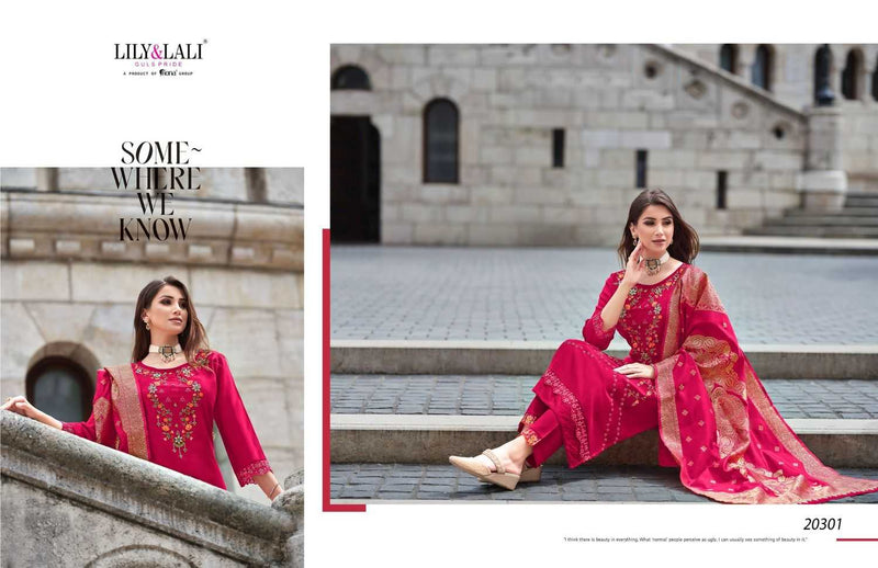 Lily And Lali Hasmeena Vol 3 Viscose Handwork And Embroidery Work Designer Kurti Combo Set