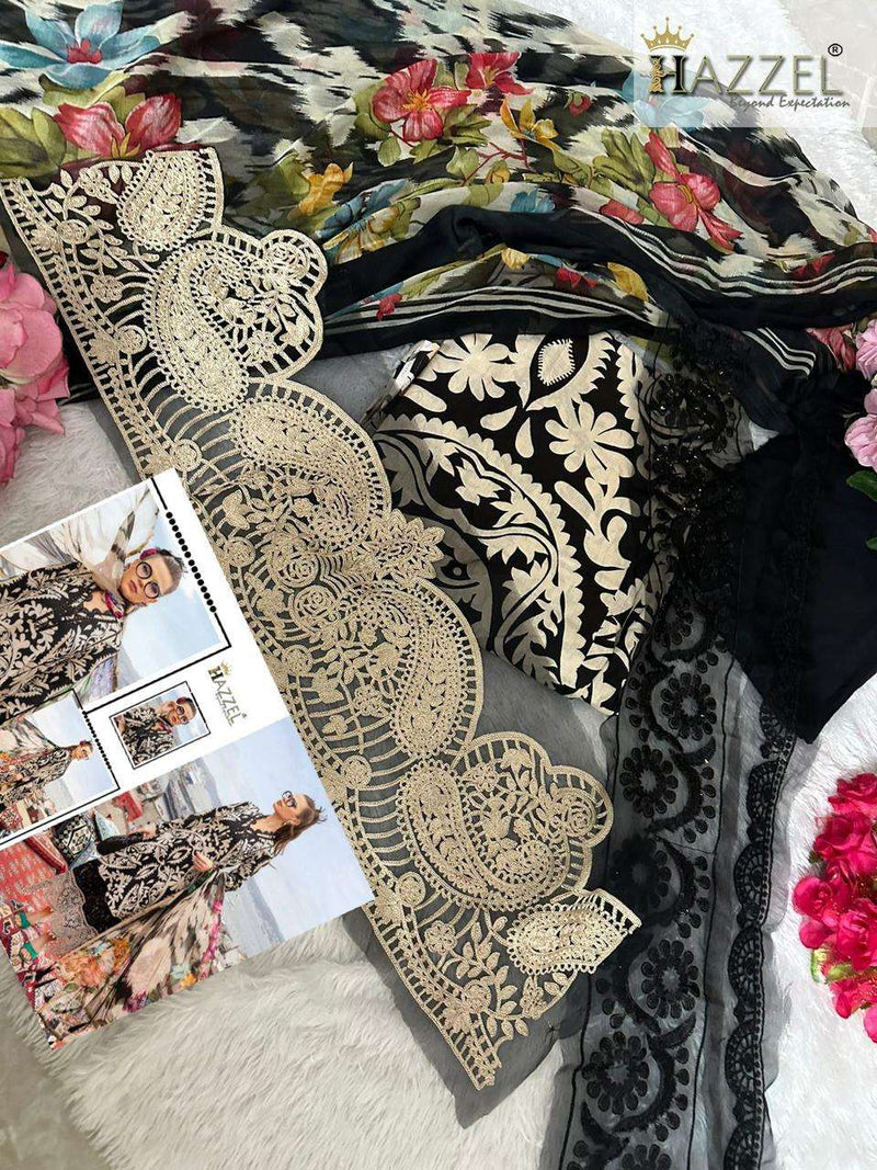 Hazeel Design No 0123 Cotton Embroidery Patches Fancy Salwar Suit
