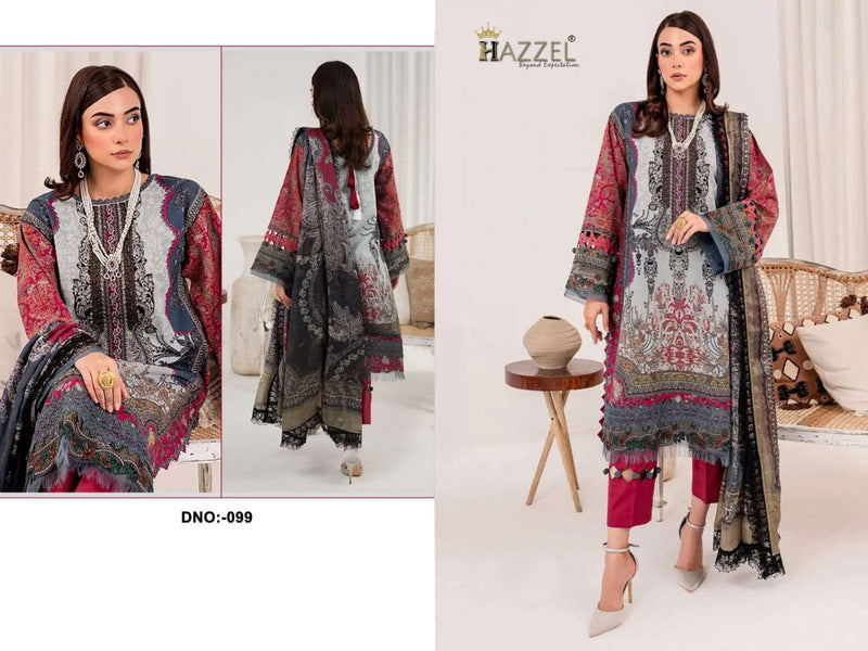 Hazeel Sana Safinaz Cotton Print With Exclusive Embroidery Semi Stitched Designer Salwar Suit