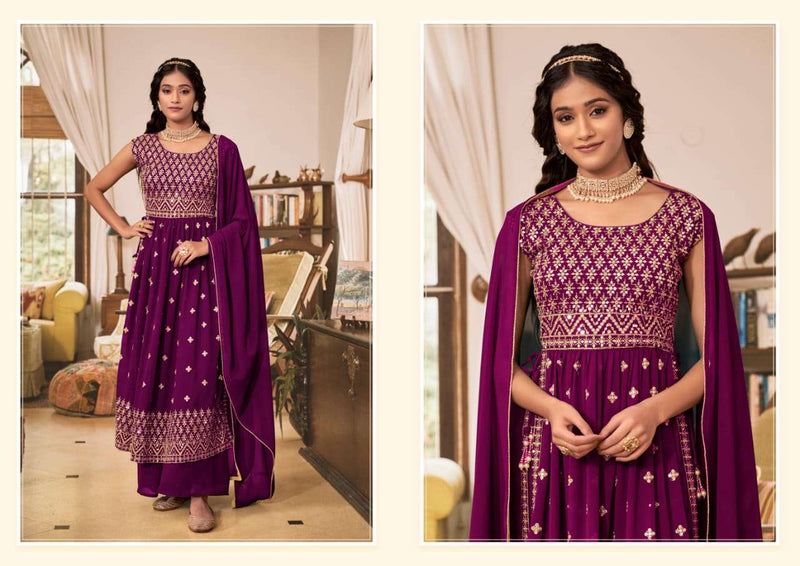 Hiva By Ajraa Georgette Nyra Cut Designer Readymade Suits