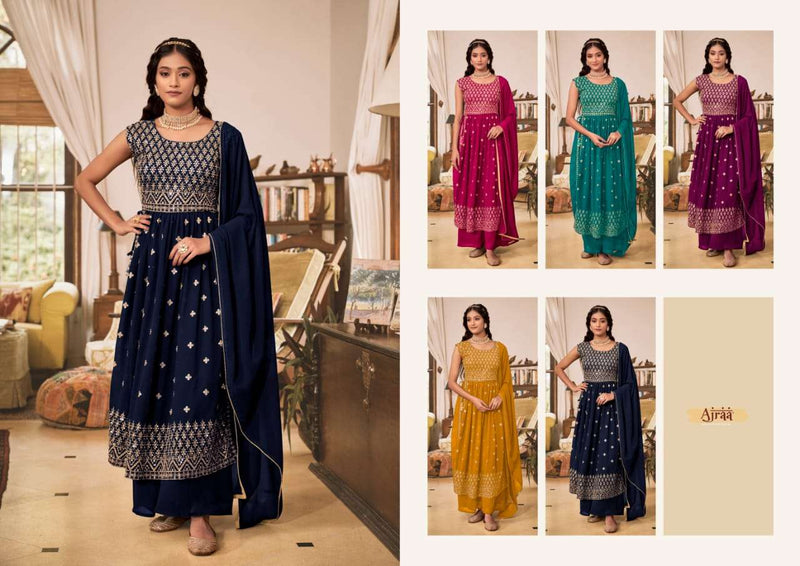 Hiva By Ajraa Georgette Nyra Cut Designer Readymade Suits
