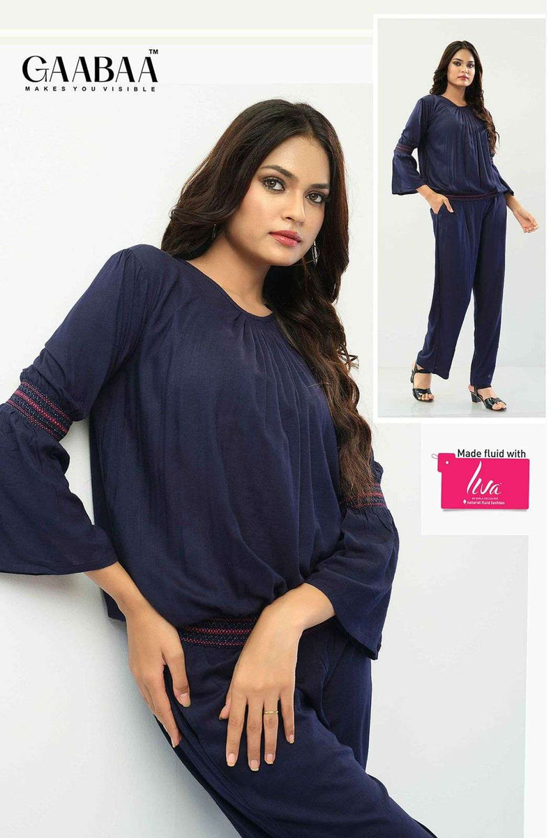 Hiva Designer Gaabaa D No 889 Rayon Smoking Work Casual Wear Top And Pant