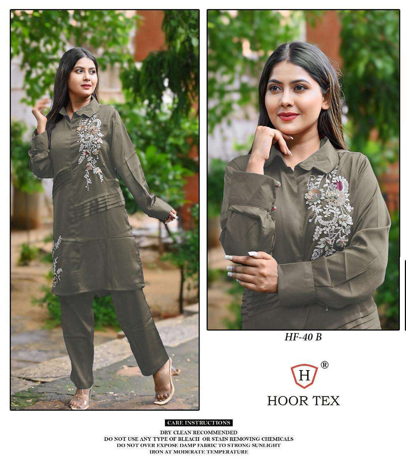 Hoor Tex Hf 40 Satin Designer Casual Wear Top Pant Set