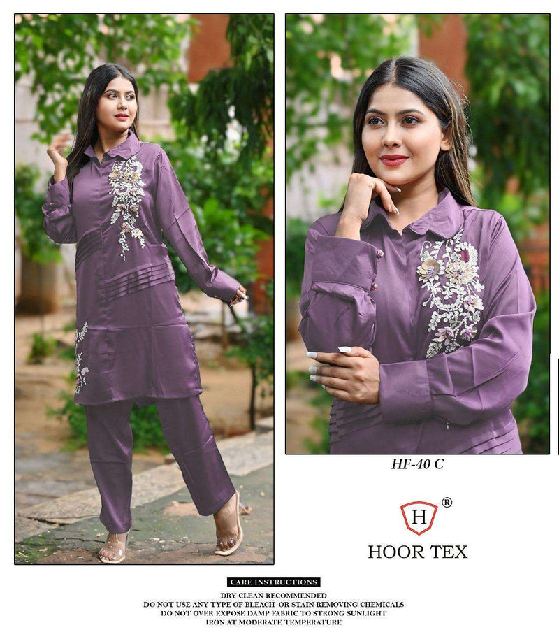 Hoor Tex Hf 40 Satin Designer Casual Wear Top Pant Set