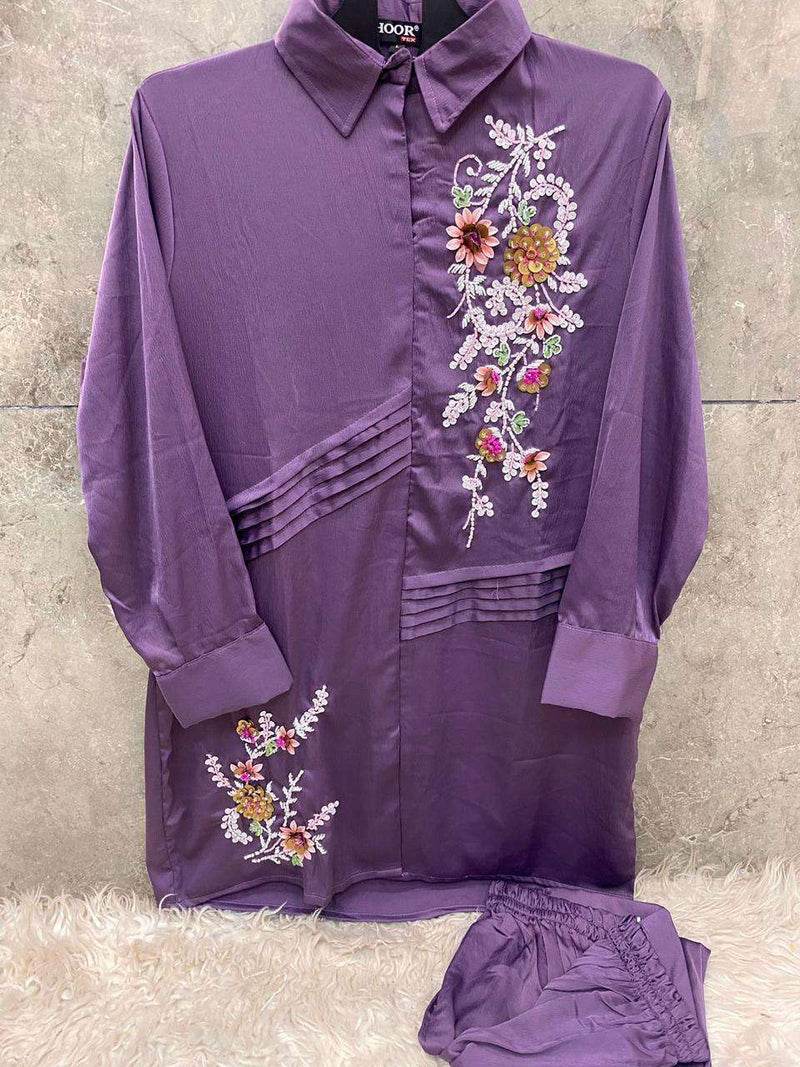 Hoor Tex Hf 40 Satin Designer Casual Wear Top Pant Set