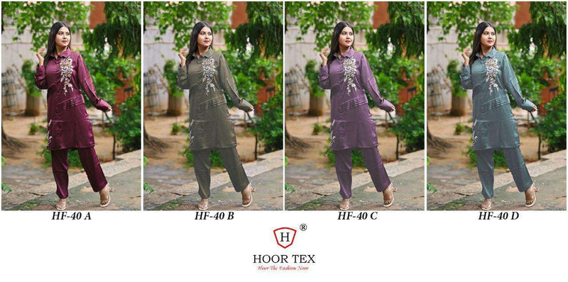 Hoor Tex Hf 40 Satin Designer Casual Wear Top Pant Set