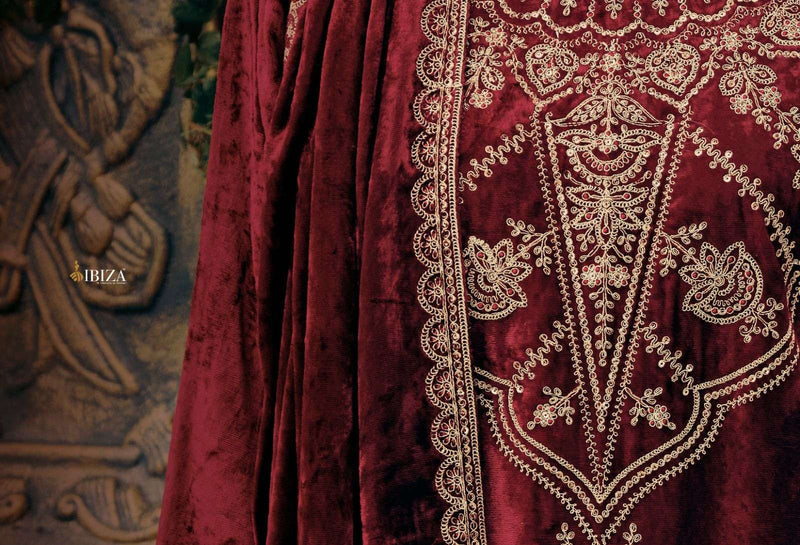 Ibiza Suit Pink Velvet Viscose Velvet With Embroidery Work Pakistani Suits