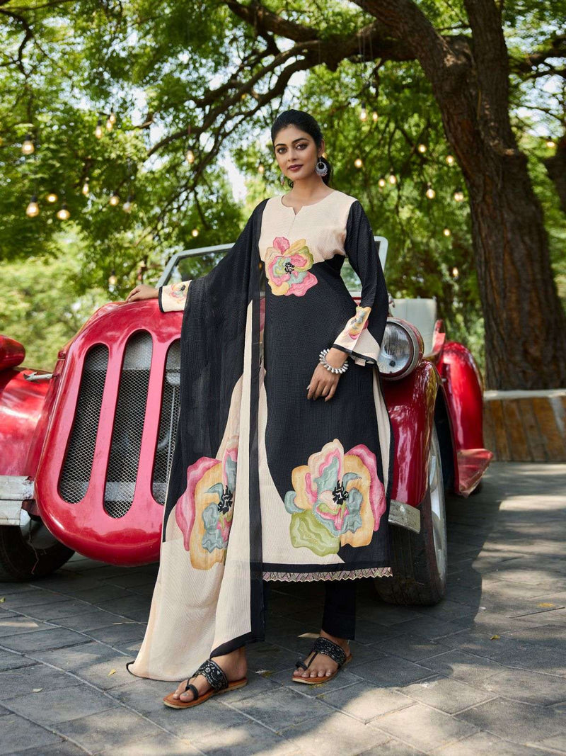 Ibiza Zanisha Muslin Digital Print With Dalicate Handwork Unstitched Salwar Suit