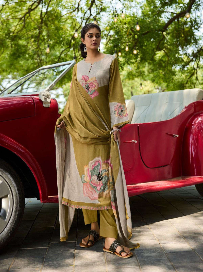 Ibiza Zanisha Muslin Digital Print With Dalicate Handwork Unstitched Salwar Suit