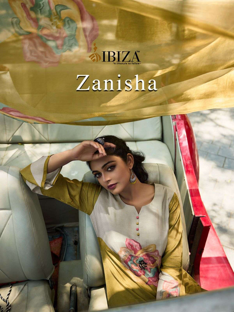 Ibiza Zanisha Muslin Digital Print With Dalicate Handwork Unstitched Salwar Suit