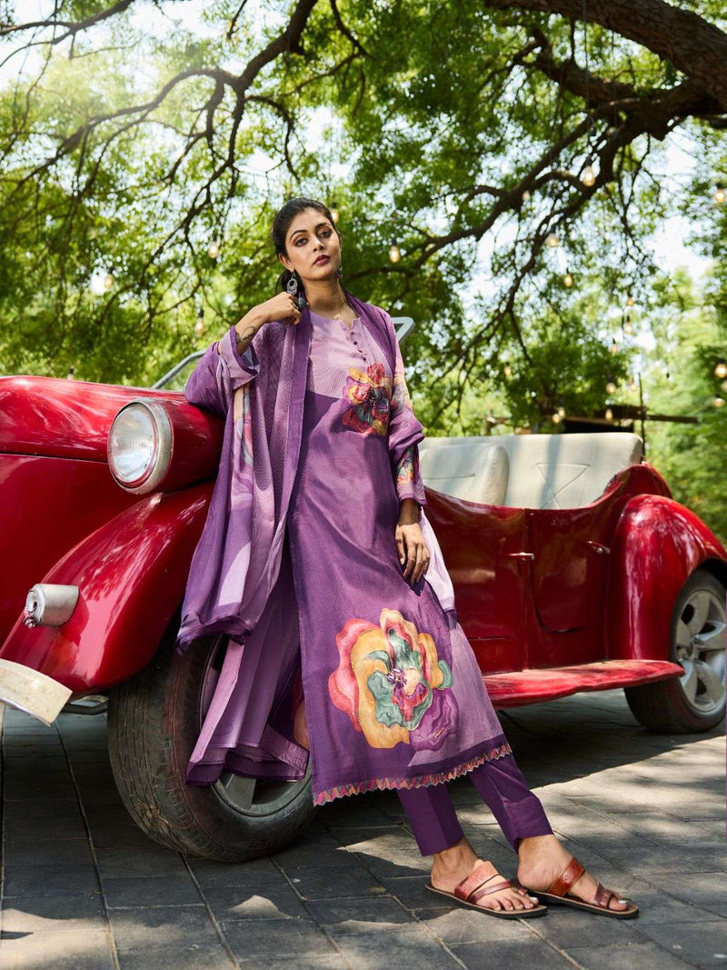 Ibiza Zanisha Muslin Digital Print With Dalicate Handwork Unstitched Salwar Suit