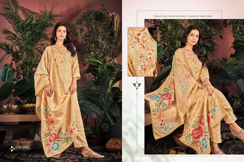 Isavasyam Corporation Cotton Chikan Applique Cambric Cotton Chikan Work With Digital Print Kurti Combo Set
