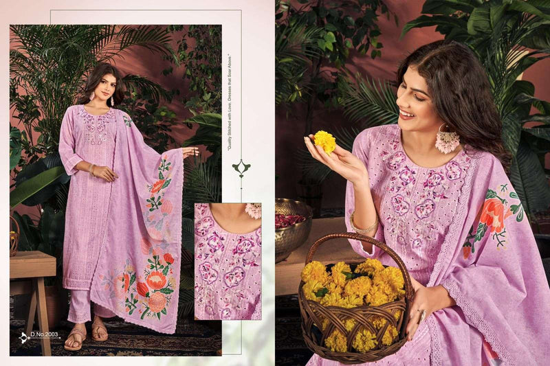 Isavasyam Corporation Cotton Chikan Applique Cambric Cotton Chikan Work With Digital Print Kurti Combo Set
