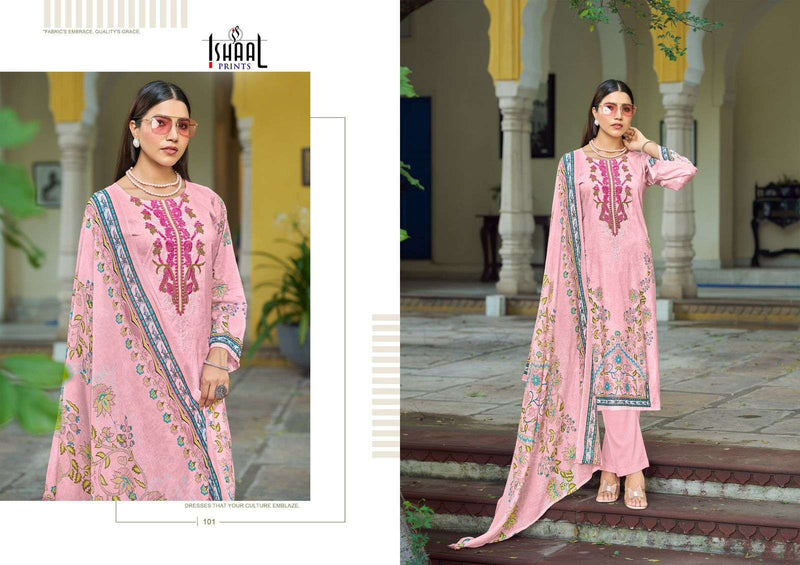 Ishaal Prints Maira Vol 1 Lawn Cotton Beautiful Embroidered Self Work Collection Unstitched Salwar Suit
