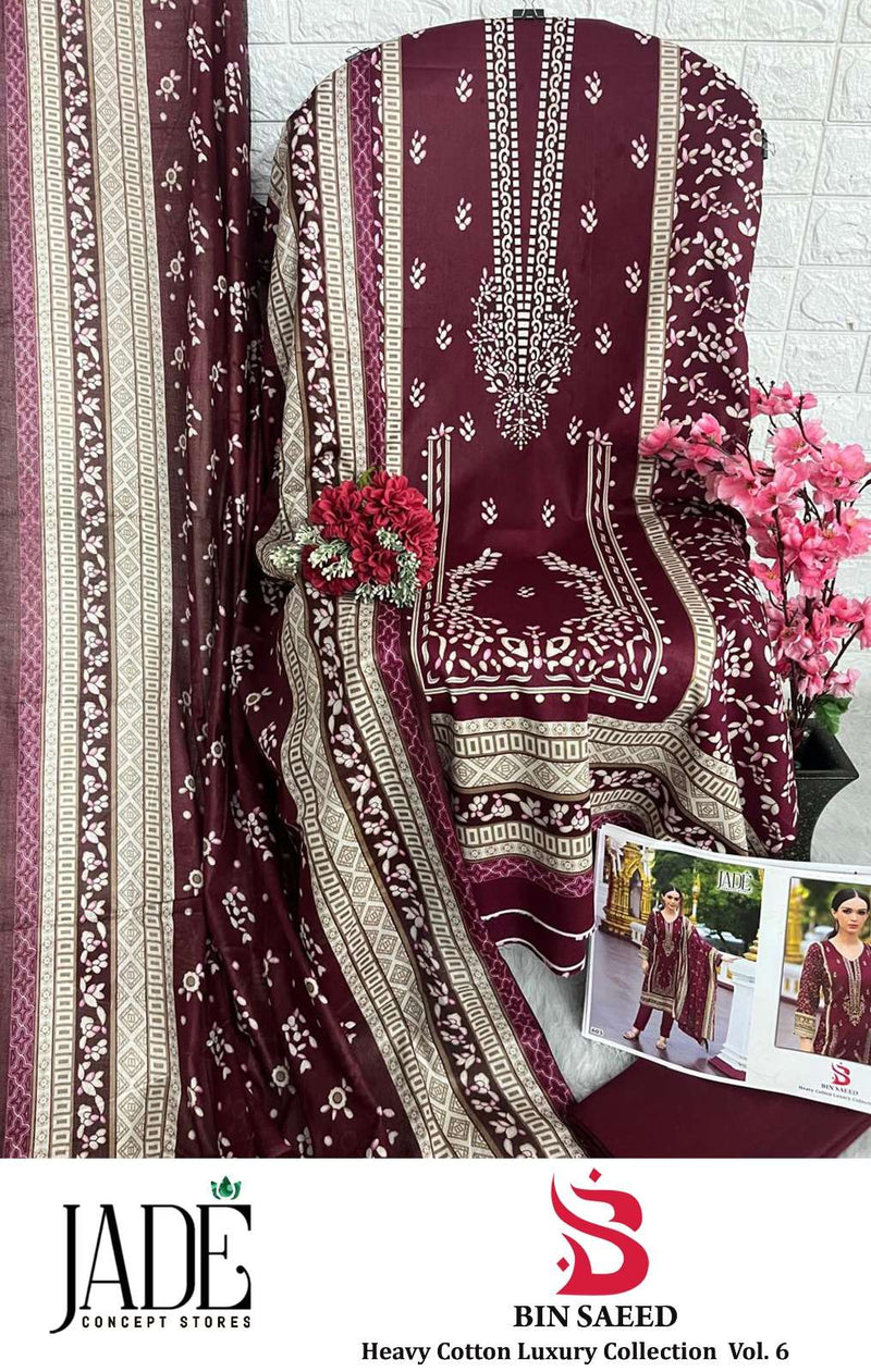 Jade Bin Saeed Heavy Cotton Luxury Collection Vol 6 Lawn Cotton Daily Wear Salwar Suit