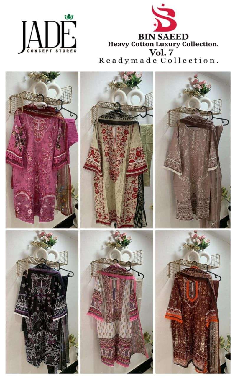 Jade Bin Saeed Heavy Cotton Luxury Collection Vol 7 Ready Made Collection