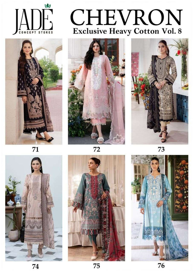 Jade Chevron Exclusive Heavy Cotton Vol 8 Lawn Fancy Salwar Suit