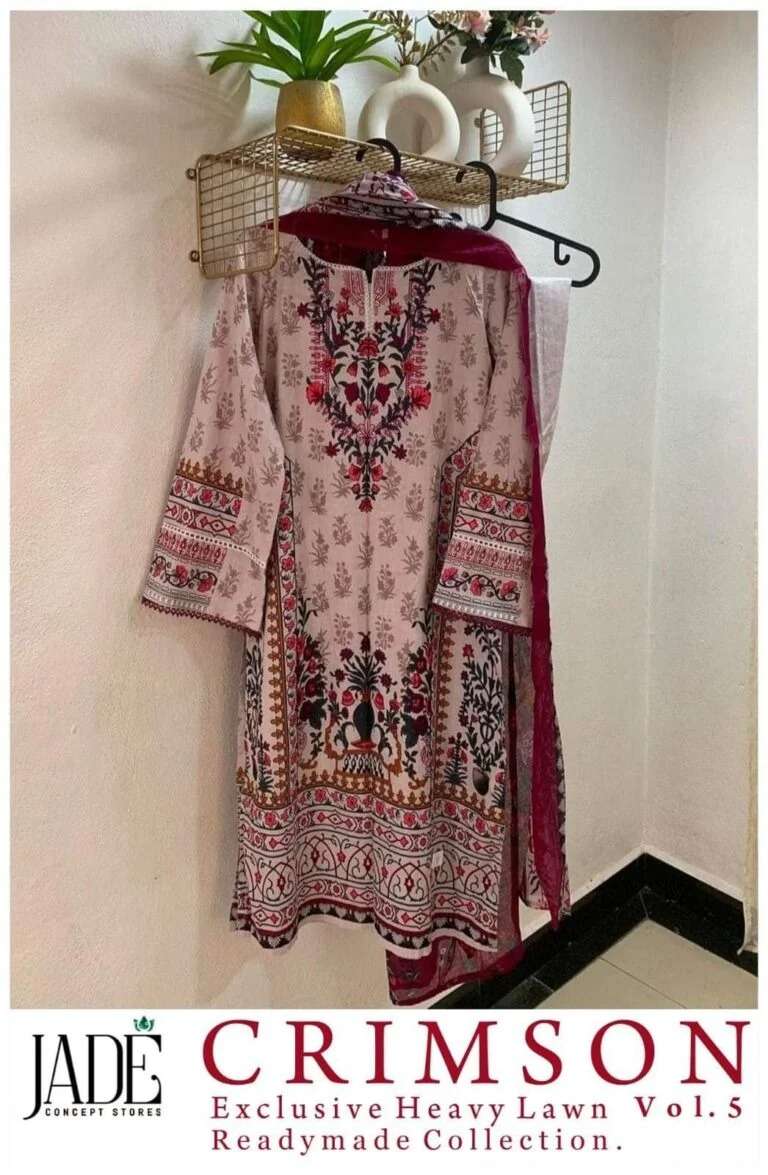 Jade Crimson Exclusive Heavy Lawn Cotton Vol 5 Ready Made Pret Kurti Collection
