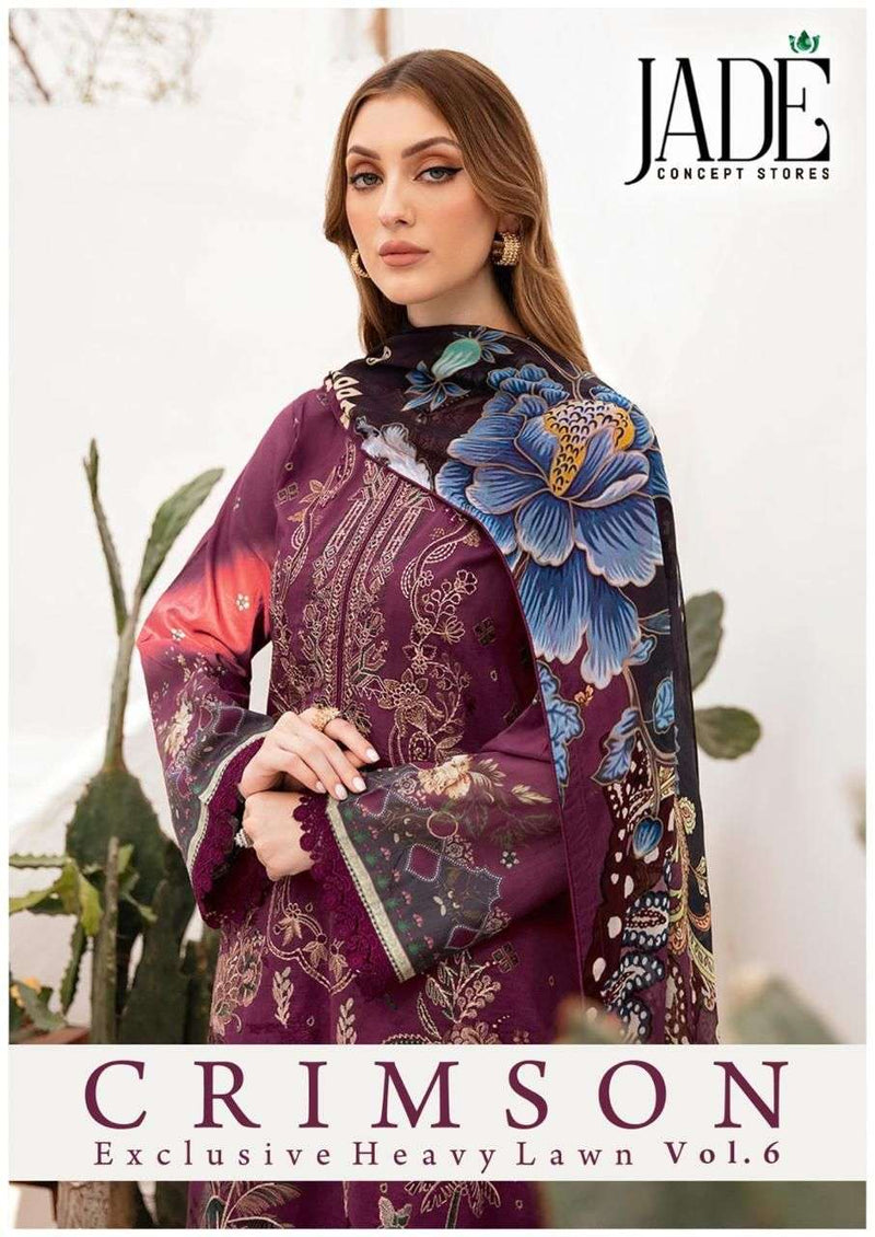 Jade Crimson Exclusive Heavy Lawn Collection Vol 6 Lawn Cotton Unstitched Salwar Suit