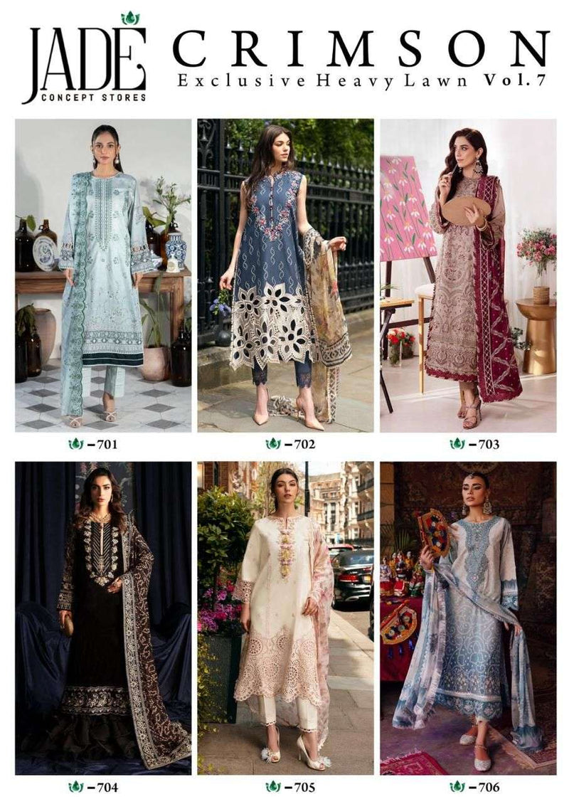 Jade Crimson Exclusive Heavy Lawn Collection Vol 7 Cotton Fancy Salwar Suit