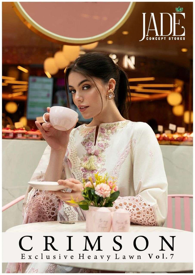 Jade Crimson Exclusive Heavy Lawn Collection Vol 7 Cotton Fancy Salwar Suit