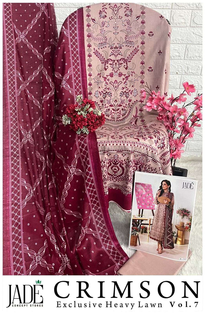 Jade Crimson Exclusive Heavy Lawn Collection Vol 7 Cotton Fancy Salwar Suit