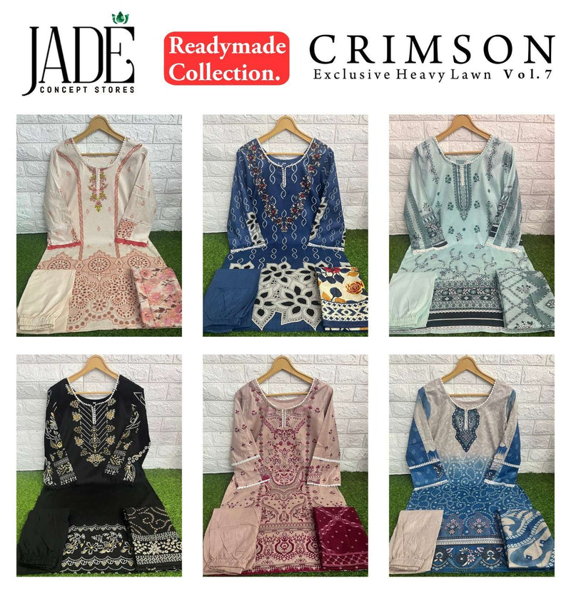 Jade cotton Crimson Exclusive Heavy Lawn Collection Vol 7 Ready Made Suit