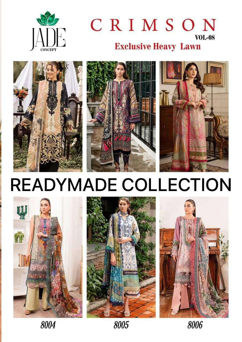 Jade Crimson Exclusive Heavy Lawn Cotton Collection Vol 8 Ready Made Collection