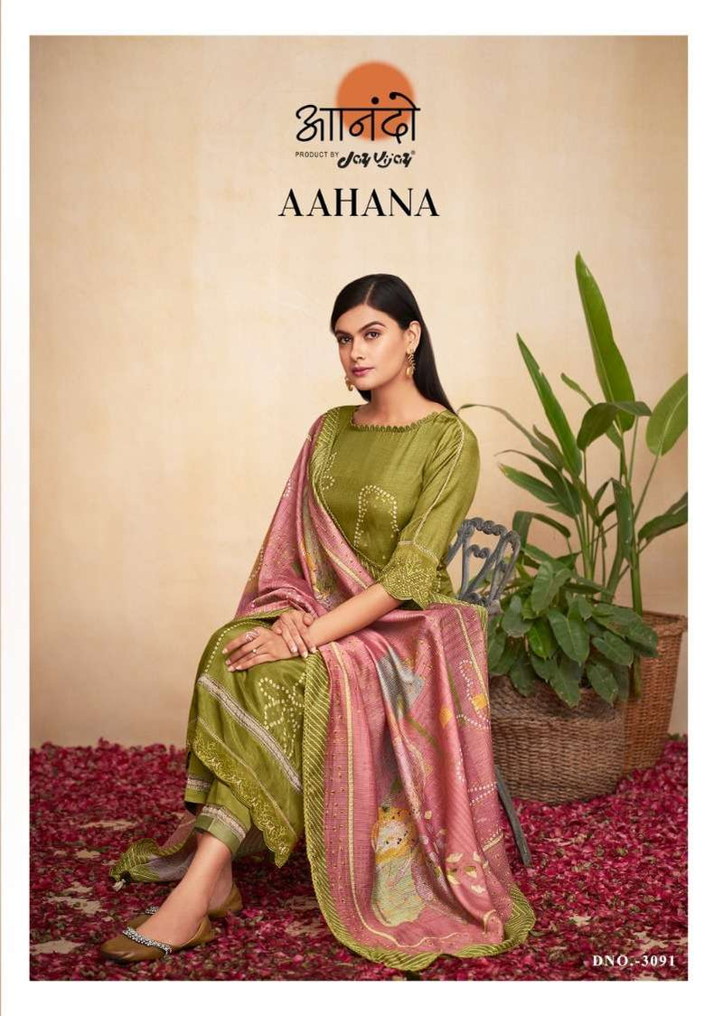 Jay Vijay Anando Aahana 3091 Adorable Digital Print With Work Salwar Kameez