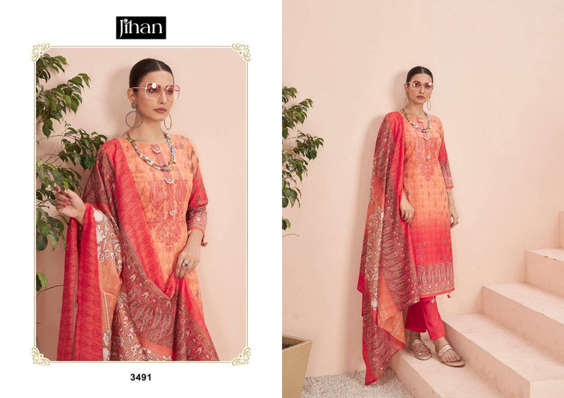 Jihan Scarlet Vol 4 Lawn Cotton Print Exclusive Heavy Self Embrodery Designer Suit
