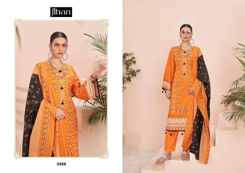 Jihan Scarlet Vol 4 Lawn Cotton Print Exclusive Heavy Self Embrodery Designer Suit