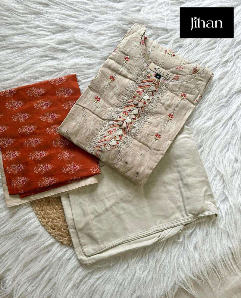 Jihan Scarlet Vol 4 Lawn Cotton Print Exclusive Heavy Self Embrodery Designer Suit