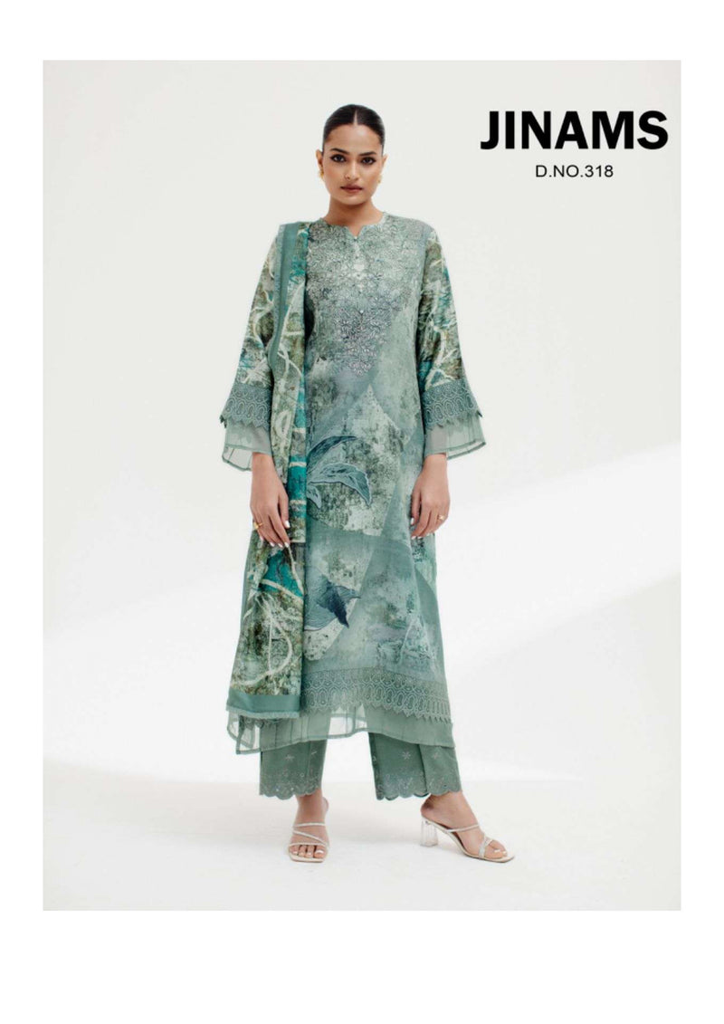 Jinams Samah Cotton Satin Kameez Digitally Printed  Embroidered Salwar Kameez