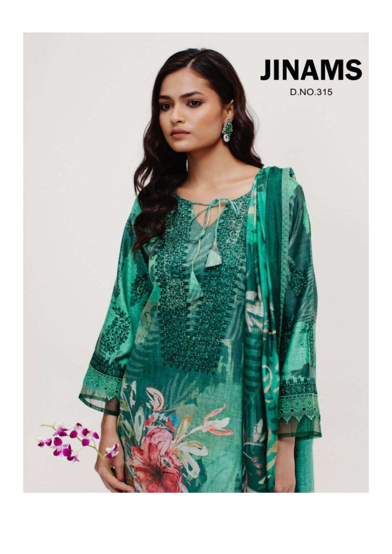 Jinams Samah Cotton Satin Kameez Digitally Printed  Embroidered Salwar Kameez