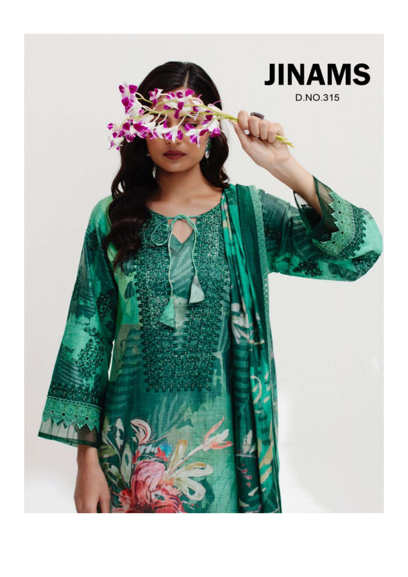 Jinams Samah Cotton Satin Kameez Digitally Printed  Embroidered Salwar Kameez
