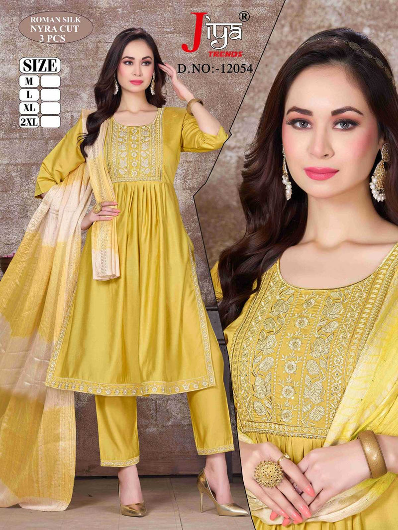 Jiya Trends Nyraa Cut 3pcs Roman Kurti With Heavy Sequence Dupatta Combo Set
