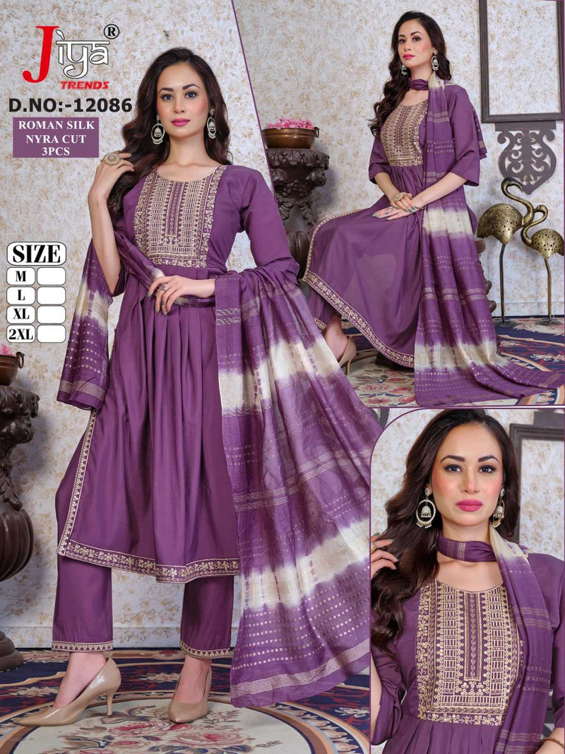 Jiya Trends Nyraa Cut 3pcs Roman Kurti With Heavy Sequence Dupatta Combo Set