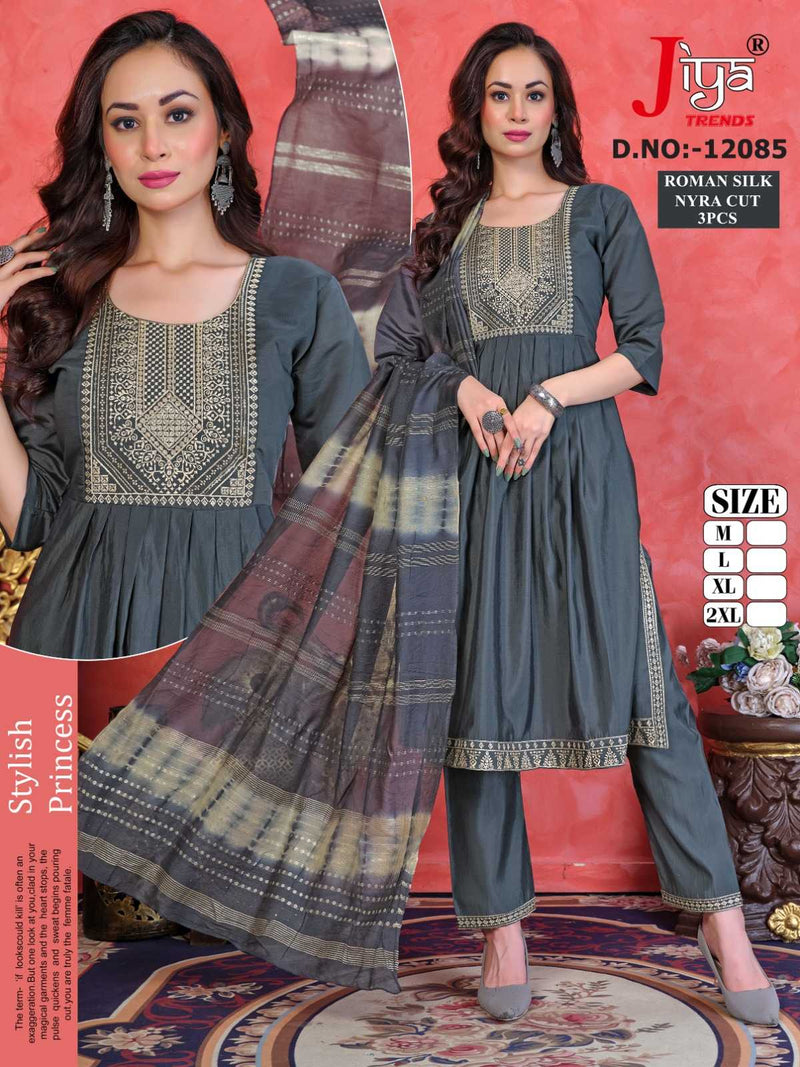 Jiya Trends Nyraa Cut 3pcs Roman Kurti With Heavy Sequence Dupatta Combo Set