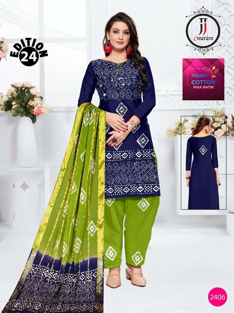 J J Creation Trendy Cotton Wax Batik Edition 24 Daily Wear Salwar Suit