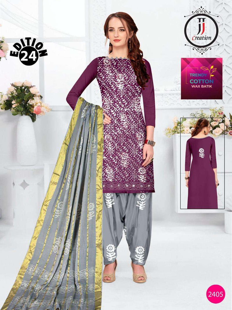 J J Creation Trendy Cotton Wax Batik Edition 24 Daily Wear Salwar Suit