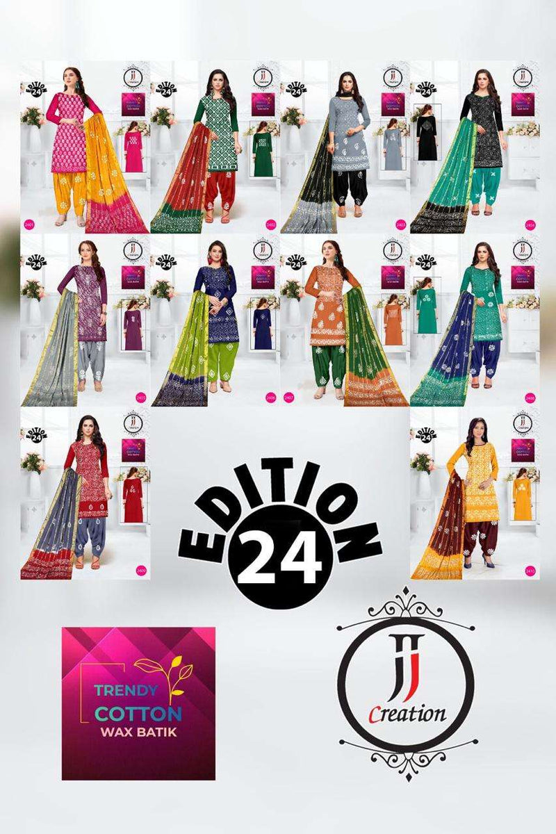 J J Creation Trendy Cotton Wax Batik Edition 24 Daily Wear Salwar Suit