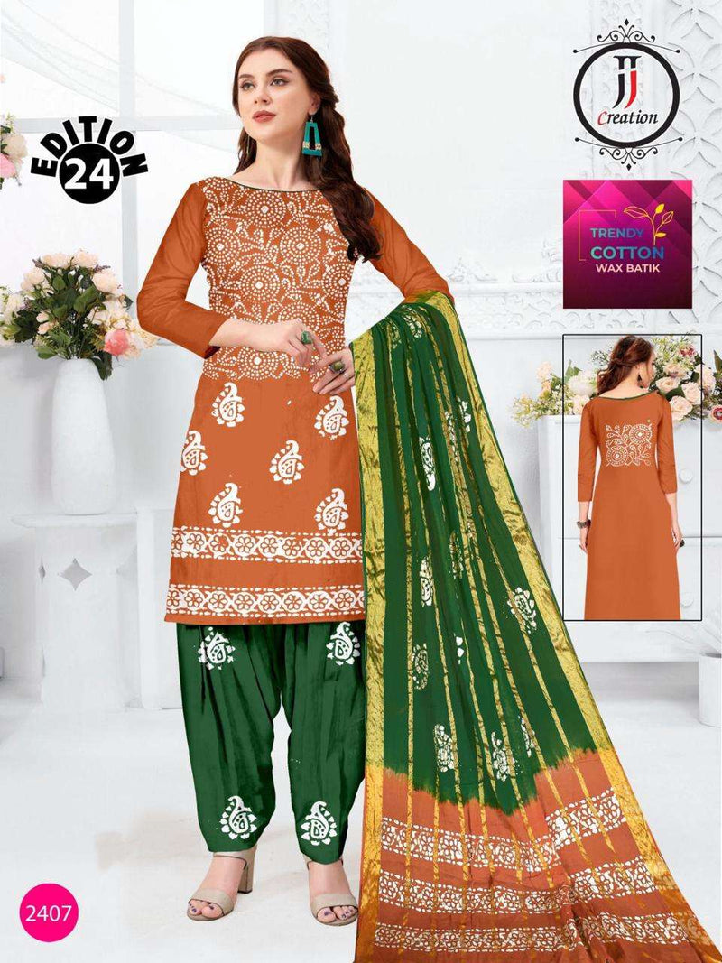 J J Creation Trendy Cotton Wax Batik Edition 24 Daily Wear Salwar Suit