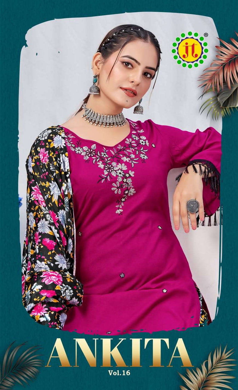 J T Ankita Vol 16 Rayon Neck Work Beautiful Casual Wear Salwar Suit